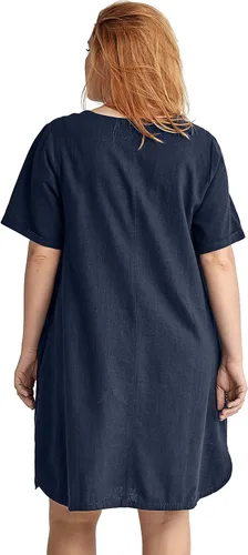 Vista 6 de ellos Vestido de mezcla de lino para mujer de talla grande