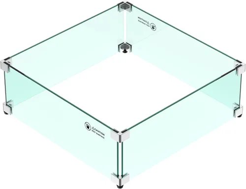 Vista 8 de Skyflame Protector de viento de vidrio para hoguera, cuadrado de 18 x 18 x 6 pulgadas, protector de llama de vidrio templado, juego de parabrisas