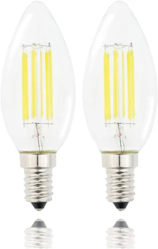 Vista 12 de Filamento LED con base de tornillo europea E14 con forma de bala C35, 2 W, blanco cálido 2700 K, equivalente a 20 vatios incandescente, no regulable