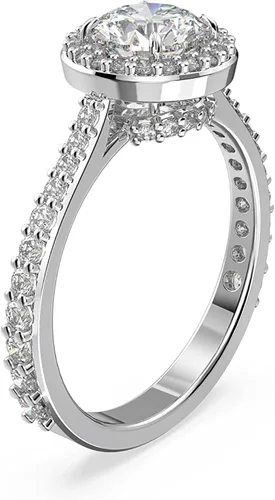 Vista 2 de Swarovski Constella Cocktail Ring Jewelry Collection Princess and Round Pavé Cut Clear Crystals