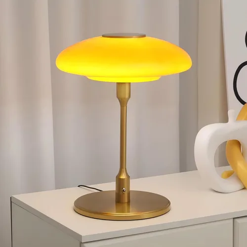 Vista 8 de Lámpara de mesa moderna de metal y vidrio, lámpara de mesa decorativa, lámpara de mesa para sala de estar, dormitorio, sala de estudio, 12.6 x 16.5