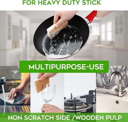 Vista 5 de PANYEE Esponja de cocina natural biodegradable, esponjas ecológicas para platos,Esponja de celulosa compostable con limpiador sostenible de nuez
