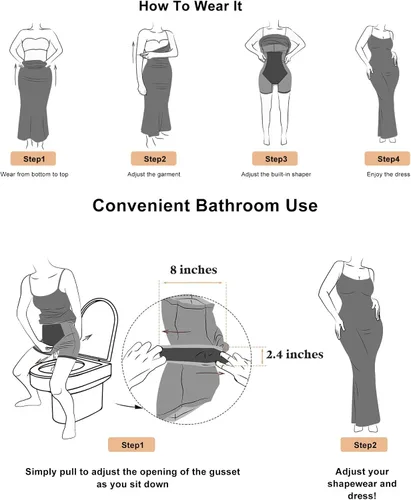 Vista 5 de Popilush Shapewear Dress 9 in 1 Summer Dress with Built in Shapewear Bodycon Slip Maxi Lounge Dresses for Women 2024