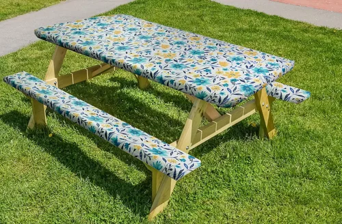 Vista 33 de LAMINET Mantel elástico ajustable para mesa, medallón grande, redondo, se adapta a mesas de hasta 45 a 56 pulgadas de diámetro Medallion