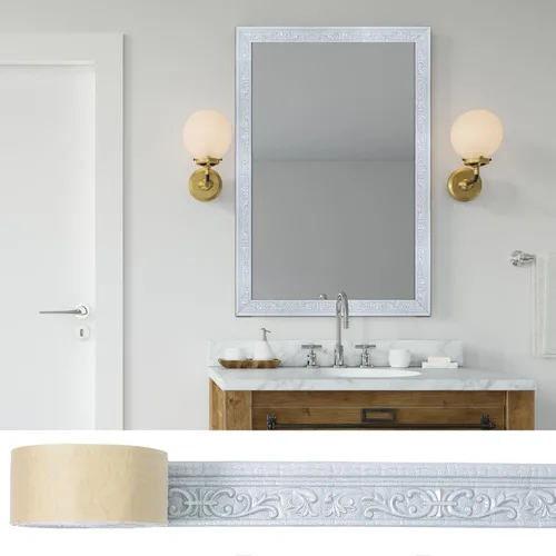 Vista 13 de Moldura de espuma autoadhesiva de 90 x 3.1 pulgadas, borde de papel tapiz de moldura de corona, líneas de bordes de pared 3D, base de pared