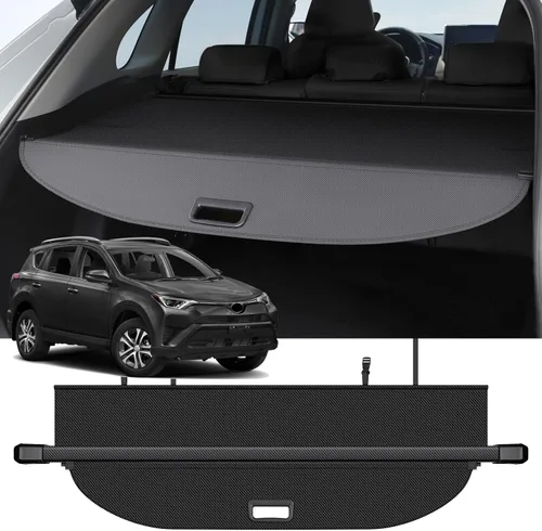 Vista 10 de Cubierta de carga compatible con Toyota RAV4 2018 2017 2016 2015 2014 2013, accesorios de lona de textura retráctil, cubierta de maletero, protector