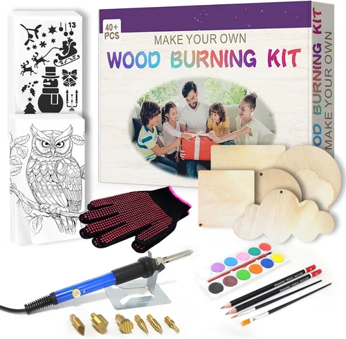 Vista 10 de Kit de Combustión de Madera ACRSIKR, Herramienta de Combustión de Madera con Pantalla LED, Pluma de Pirografía Ajustable de Temperatura