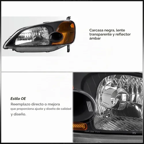 Vista 4 de AJP Distributors Conjunto de faros delanteros JDM para parachoques, señal de conducción, par LH+RH compatible/reemplazo para Civic 2 puertas Coupe 4