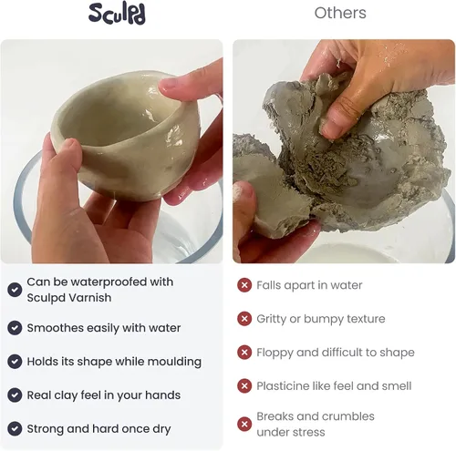 Vista 6 de Sculpd Arcilla seca al aire – Arcilla para esculpir y modelar de alta calidad para artes y manualidades – Arcilla suave autoendurecible