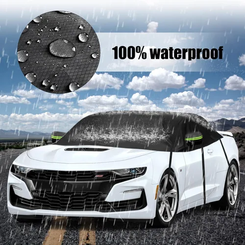 Vista 3 de Cubierta de media funda de automóvil compatible con Chevrolet Camaro 2010 2023, cubierta de parabrisas de invierno con cubierta de espejo lateral