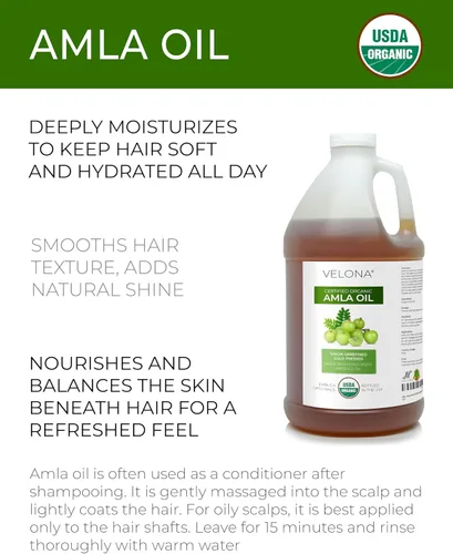 Vista 2 de velona Amla Oil USDA certificado orgánico - 64 onzas líquidas Aceite portador 100% puro y natural Virgen extra, sin refinar, prensado en frío