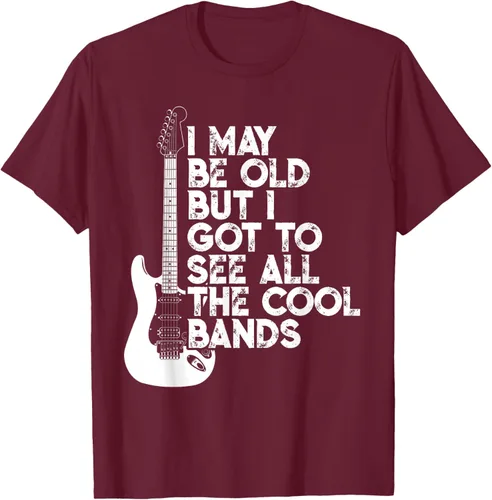 Vista 12 de Camiseta con texto en inglés "I May Be Old But I Got to See All The Cool Bands" Negro
