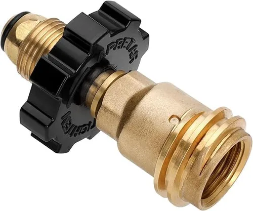 Vista 5 de Latón macizo POL a QCC1/Tipo 1 con llave de ajuste manual, ajuste universal, adaptadores de tanque de propano que se convierte a viejo a nuevo tipo