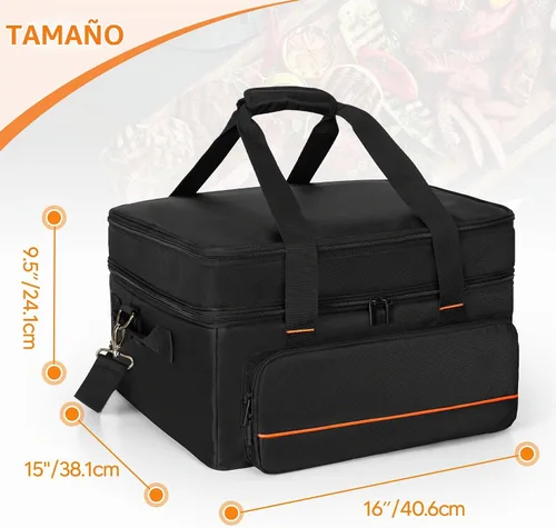 Vista 6 de Bolsa de transporte de parrilla de doble capa samdew, funda para parrilla compatible con Ninja GR101 Sizzle sin humo para interiores y plancha