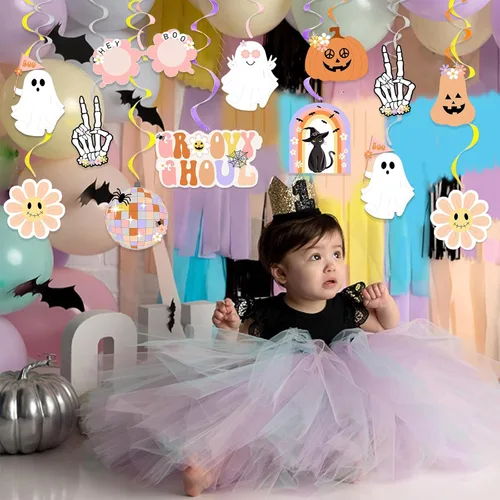 Vista 6 de 20 decoraciones geniales de Halloween, hippie de Halloween, remolinos colgantes de remolinos espeluznantes y espeluznantes serpentinas