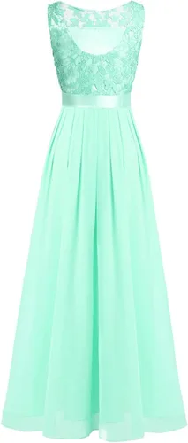 Vista 5 de Hularka Vestido largo de gasa de encaje floral para mujer
