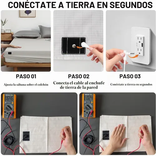 Vista 6 de Grounding Sheets Full XL, 90% algodón 10% fibra plateada sábana bajera Blanco
