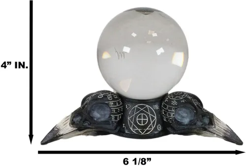 Vista 2 de Ebros Gift Wicca Adivinador psíquico Cuervo cuervo Calaveras Geometría Sagrada Cristal Gazing Ball Figurine Brujería Brujas Divinidad Wicca