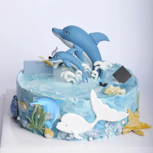 Vista 3 de Molde de silicona para fondant de delfín, molde de caramelo de chocolate con delfines Decoración de tartas de cumpleaños para boda, decoración