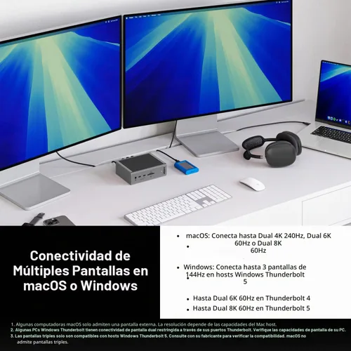 Vista 6 de CalDigit TS5 - Estación de acoplamiento Thunderbolt 5 - 15 puertos, carga dedicada del host de 140W, Thunderbolt 5 de 80 Gb/s x4, USB-C de 10 Gb/s