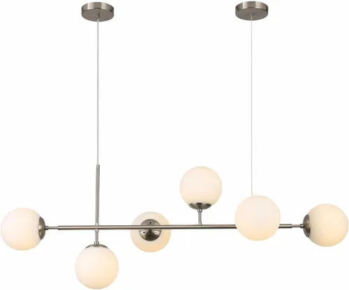 Vista 15 de KCO Lighting Lámpara de Araña Sputnik Moderna de Globo de 6 Luces Latón Dorado Lámpara de Araña Colgante Lineal Iluminación de Cristal Ahumado