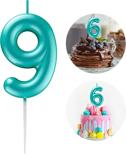 Vista 13 de Vela Azul Número 15 de Cumpleaños Velas 3D de Número para Pastel de Cumpleaños Decoración de Fiesta de Cumpleaños Suministros para Boda