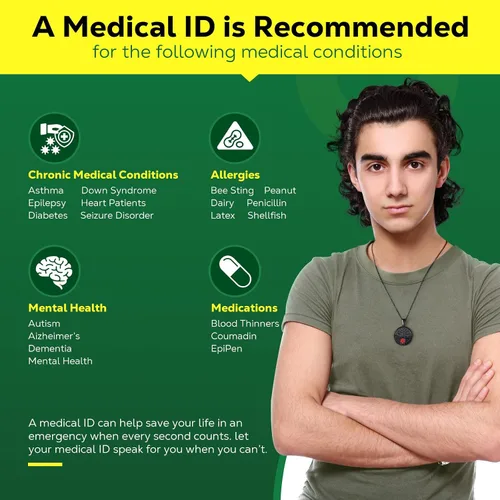 Vista 4 de Collar de alerta médica para mujer - Collar médico de acero inoxidable grabado con código QR Collar de identificación médica - Más espacio