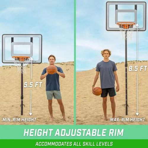 Vista 3 de GoSports Post Up - Aro de baloncesto portátil de playa para niños y adultos, juega en césped o arena, incluye 2 pelotas de baloncesto, bomba y bolsa