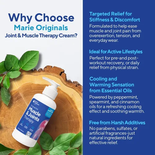 Vista 5 de Marie Originals Terapia articular y muscular Crema tópica para aliviar el dolor no graso, con aceites esenciales naturales para calmar