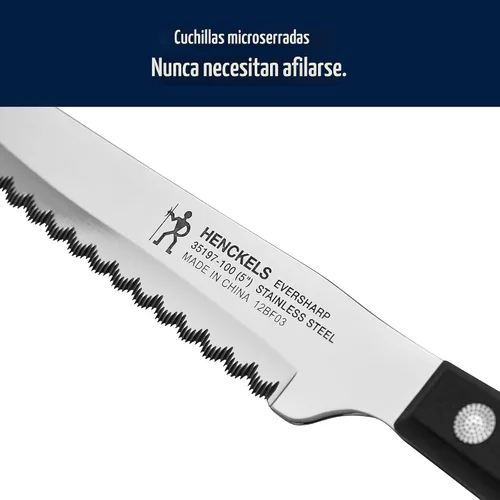 Vista 4 de HENCKELS - Juego de 8 cuchillos afilados para carne, diseño alemán