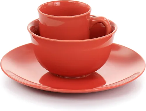 Vista 3 de Gibson Home Mercer - Vajilla redonda de cerámica de 12 piezas, color rojo