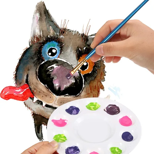 Vista 5 de Paletas de pintura a granel de plástico a granel, bandeja redonda de pintura de acuarela para niños, adultos, estudiantes, escuela, manualidades