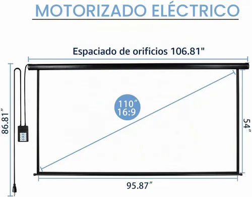 Vista 2 de Kayle Pantalla de proyector motorizada de 110 pulgadas, pantalla de proyección automática diagonal eléctrica, pantalla de películas HD para cine