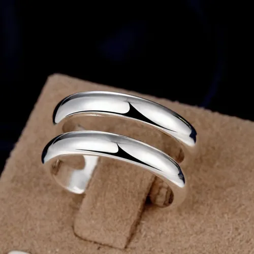 Vista 97 de Anillo de plata de ley 925, minimalista, ajustable, hecho a mano, para mujeres y niñas