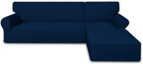Vista 21 de PureFit - Fundas superelásticas para sofá modular en L, 2 fundas de elastano antideslizantes con borde elástico, ideal para niños y mascotas