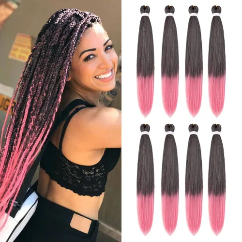 Vista 42 de 8 paquetes de extensiones preestiradas - 16 pulgadas de cabello trenzado premium, 55G/paquete, sin picazón, fijación en agua caliente, textura Perm
