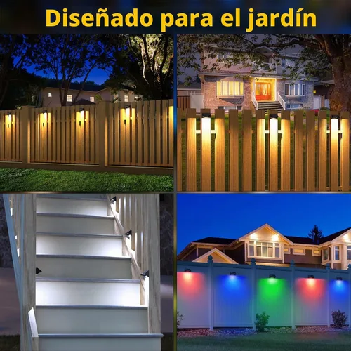 Vista 2 de NIORSUN Luces de valla para exteriores, paquete de 6 luces solares LED impermeables para valla con batería de 1500 mAh, blanco cálido/blanco Negro