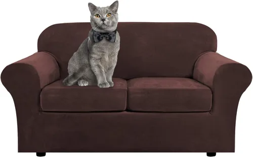 Vista 29 de ShowyLive Fundas para silla de sala de estar, funda elástica para sillón de felpa de terciopelo con 1 cojín separado, protector elástico de muebles