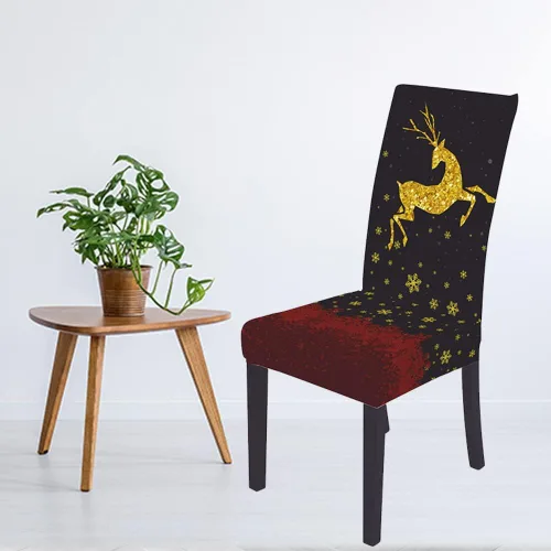 Vista 2 de NIDITW Juego de 4 fundas para sillas de comedor navideñas, con estampado de ciervos, fundas elásticas para sillas Parsons, fundas para sillas