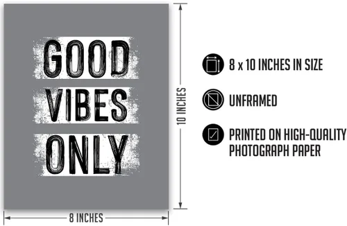 Vista 3 de Govivo Good Vibes Only - Decoración de oficina - Decoración de pared para dormitorio - Arte de pared inspirador - Decoración de habitación