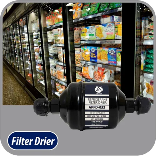 Vista 4 de Appli Parts APFD-053 3/8 pulg. Filtro Secador de Línea Líquida Refrigerante AC para Refrigeración HVAC 053 Conexión SAE Flare universal