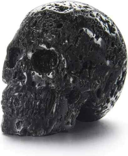 Vista 9 de Skullis Calavera de cristal de piedra de lava caliente de 2.0 pulgadas, escultura de arte fino de piedra preciosa tallada a mano, estatua de piedra