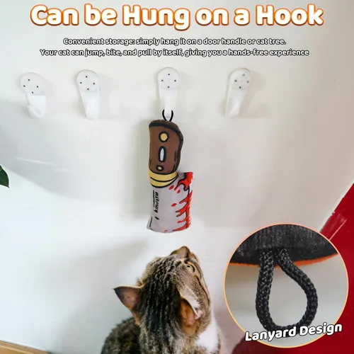 Vista 7 de Juguetes para Gatos [8000mg de Hierba Gatera Premium] Estilo Colorido de Dibujos Animados Terror Divertido Cuchillo Hierba Gatera Juguetes