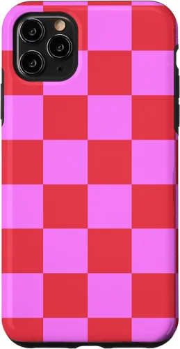 Vista 13 de Funda femenina con patrón de mujer rosa y rojo a cuadros para iPhone 17