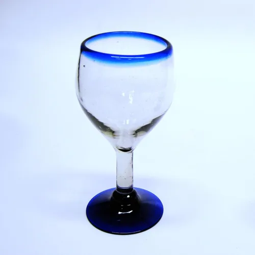 Vista 10 de Copas de agua con borde azul cobalto de 11 onzas (juego de 6), vidrio reciclado, sin plomo, sin toxinas (copa curvada de 11 onzas)