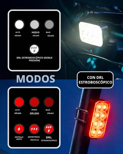 Vista 4 de Luces de bicicleta NP-MAX 2026 delgadas USB-C recargables delanteras y traseras, juego de luces traseras delanteras y traseras, seguridad de luz