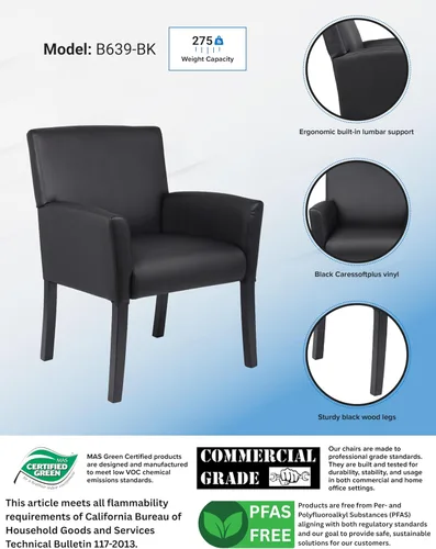 Vista 4 de Boss Office Products Executive Box - Silla con brazo con acabado de caoba en color negro