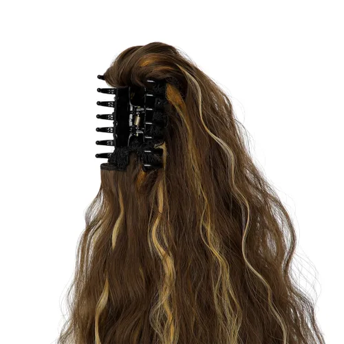 Vista 5 de Extensión de cola de caballo de garra de 18 pulgadas, extensiones de cabello lacio con clip, cola de caballo larga para mujer, extensiones de cola