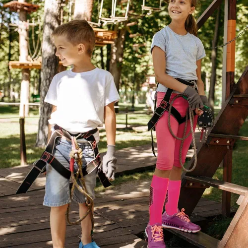 Vista 8 de ZEPOHCK Calcetines deportivos de fútbol para niños, 2 pares de calcetines hasta la rodilla para jóvenes y niñas para talla de zapato de 3 a 6.5