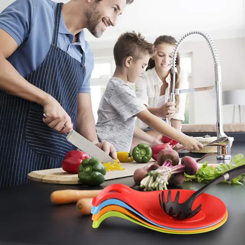 Vista 4 de iNeibo Apoyacucharas de silicona para la cocina, 4 unidades (colorido), Vajilla, Multicolor